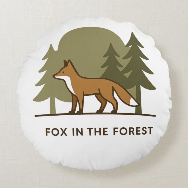 Coussins Ronds Renard dans la forêt (Devant)