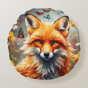 Coussins Ronds Renard dans la prairie