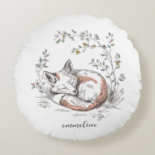 Coussins Ronds Renard de forêt mignon personnalisé pour enfants