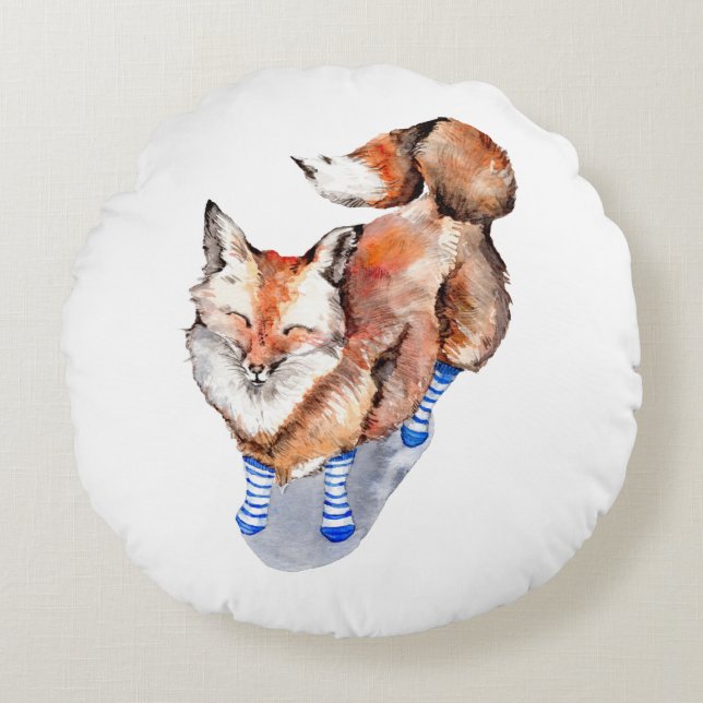 Coussins Ronds Renard en Chaussettes (Devant)