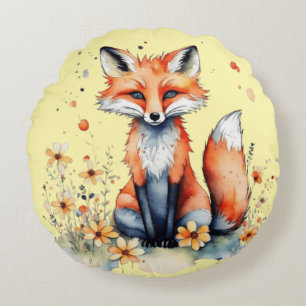 Coussins Ronds Renard floral mignon