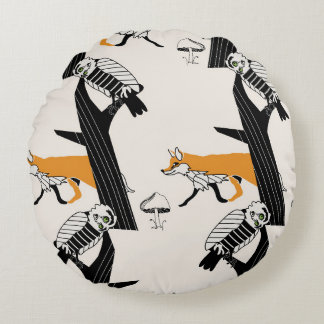 Coussins Ronds Renard, hibou, arbre, vintage sans soudure.