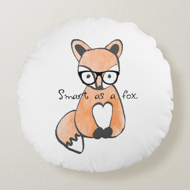 Coussins Ronds Renard intelligent mignon (Devant)