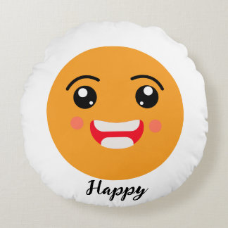 Coussins Ronds Répandre des sourires sur la journée Emoji : Happy