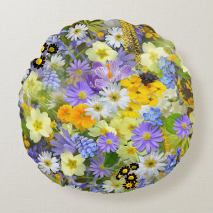 Coussins Ronds Ressorts floraux Fleurs sauvages du jardin de prin