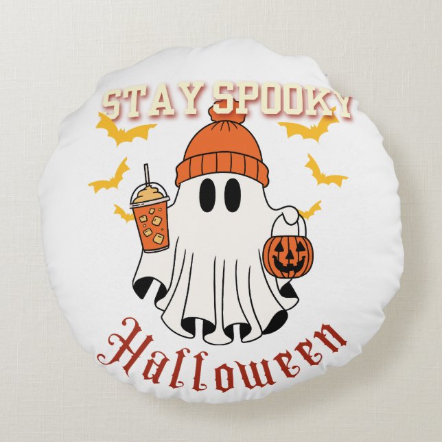 Coussins Ronds Restez Fantomatiques Halloween (Dos)