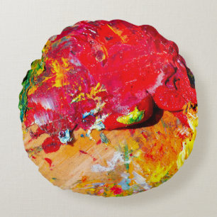 Coussins Ronds Résumé de la palette d'artiste colorée