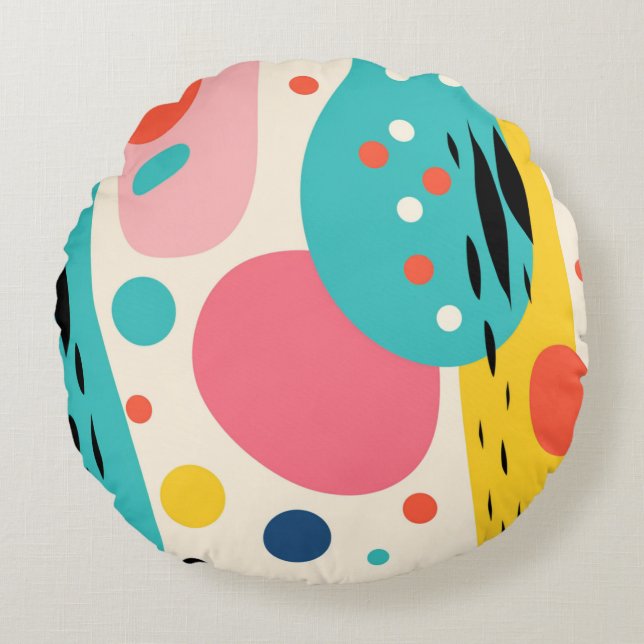 Coussins Ronds Retro Abstract Forest Pillow (Devant)