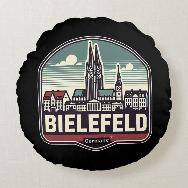 Coussins Ronds Rétro Bielefeld Skyline  (Devant)
