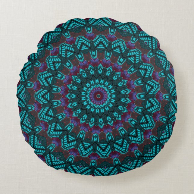 Coussins Ronds Retro Boho Chic Bohème Sud-Ouest Mandala (Devant)
