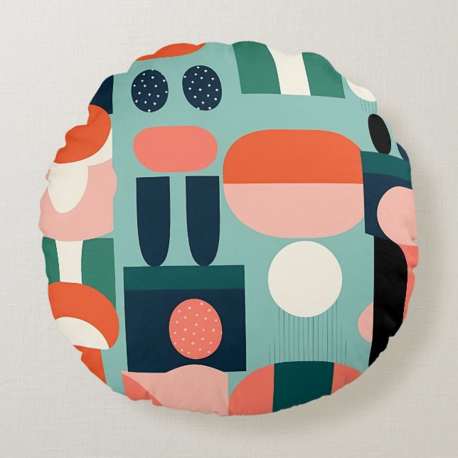 Coussins Ronds Retro Geometric Semicircle Pillow (Devant)