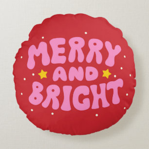 Coussins Ronds Retro Merry et Bright Holiday Design