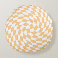 Retro Pastel Peach Blanc Varé À damiers chèque