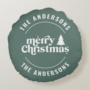 Coussins Ronds Rétro Sage Vert Noël Moderne Minimal Unique