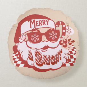 Coussins Ronds Rétro Santa Joyeux et Lumineux Groovy  