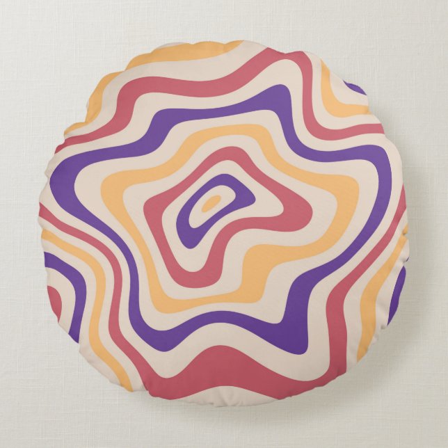 Coussins Ronds Retro starburst sunburst background pattern. 1960s (Devant)