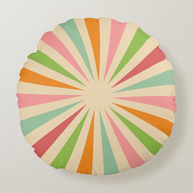 Coussins Ronds Retro Vintage Sun Rays (Devant)
