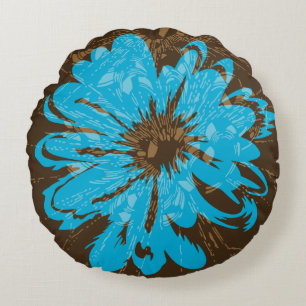 Coussins Ronds Réversible floral psychédélique vintage de Verseau