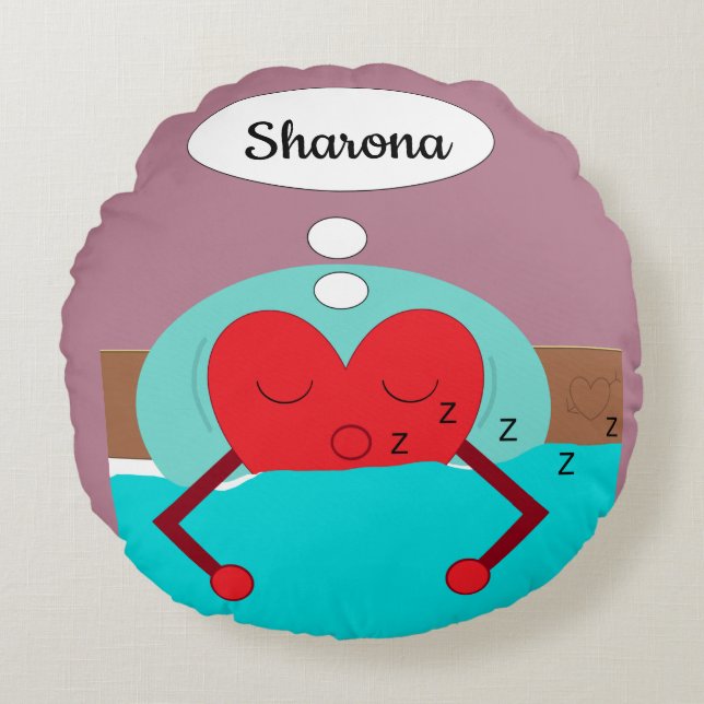 Coussins Ronds Rêves de coeur violet et vert (Devant)