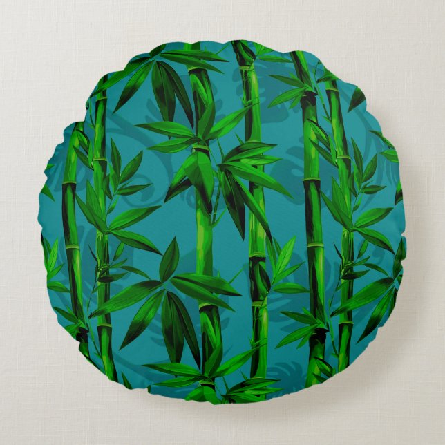 Coussins Ronds Rêves de Forêt Tropicale Bambou (Devant)