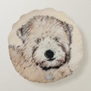 Coussins Ronds Revêtu doux Roue Peinture Terrier Art original