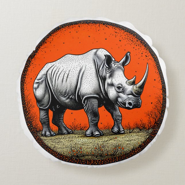 Coussins Ronds Rhinocéros (Devant)