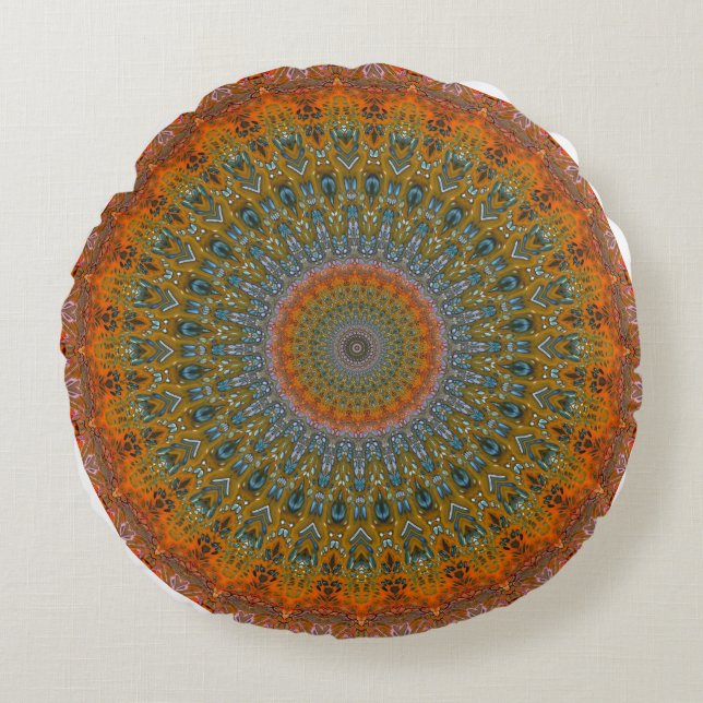 Coussins Ronds Rich Reds Inde Mandala Round Thlow (Devant)