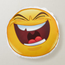 RIRE EMOJI - Oreiller à lancer ronde (16 po)
