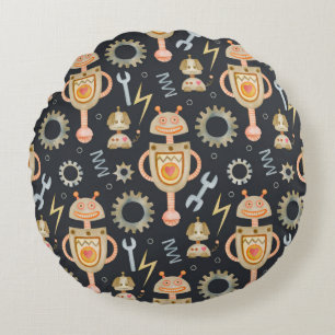 Coussins Ronds Robots motifs imperméables