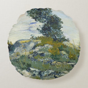 Coussins Ronds Roches avec chêne, peinture à l'huile de Van Gogh