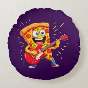 Coussins Ronds **Rock ’n’ Roll Pizza – Tranche drôle qui joue de