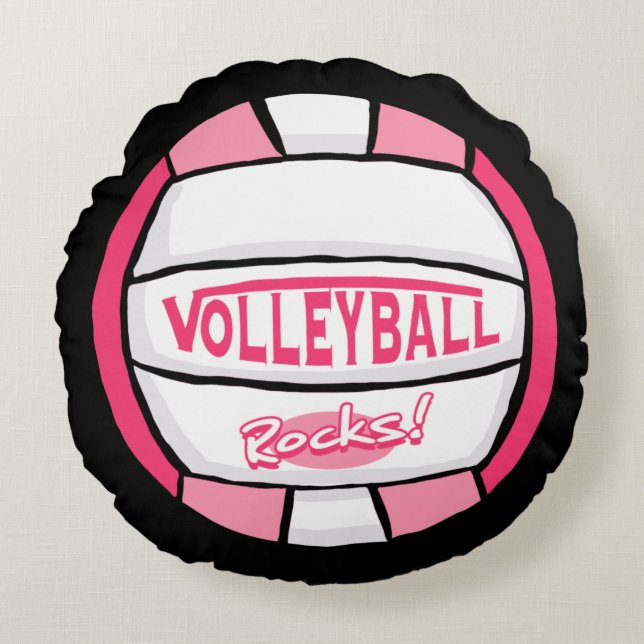 Coussins Ronds Rocks de volley-ball rose 2 (Devant)