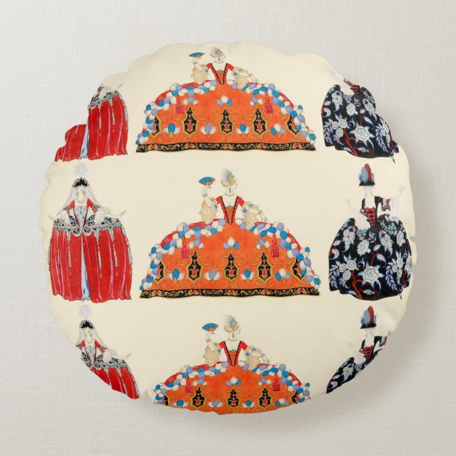 COUSSINS RONDS ROCOCO LADY BEAUTY, MODE COSTUME DECO (Devant)