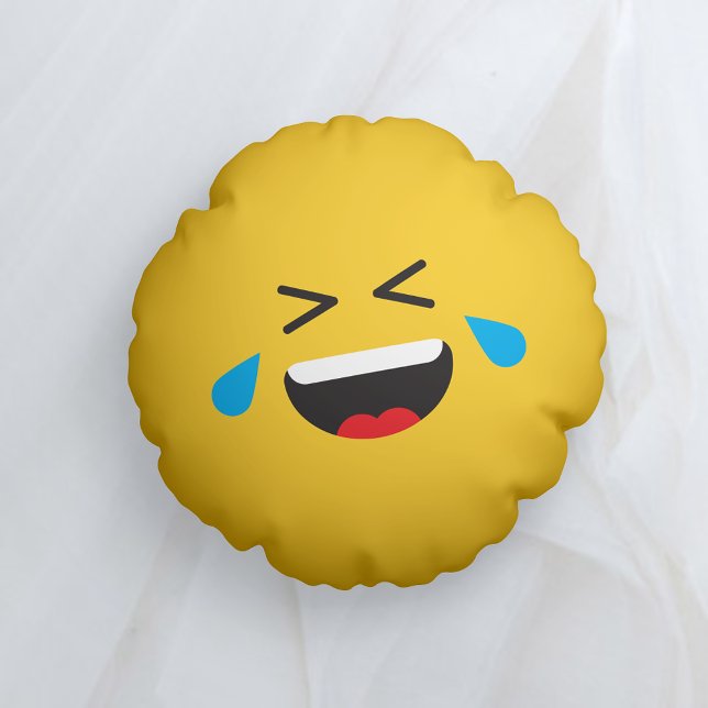 Coussins Ronds ROFL Rire visage Jaune Emoji (Créateur téléchargé)