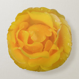 Coussins Ronds Romantique Rose Jaune gouttes d'eau
