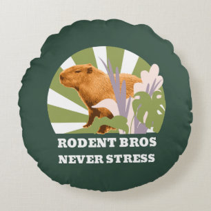 Coussins Ronds Rongeurs Frères Ne Stressez Jamais Drôle Capybara