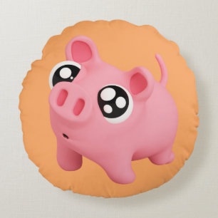 Coussins Ronds Rosa the Pig Puppy Eyes