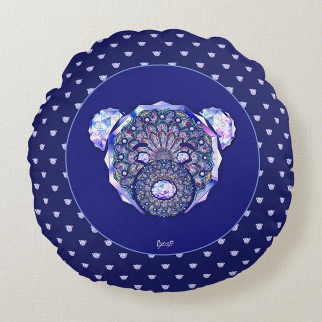 Coussins Ronds Rosace bleu ou rouge pour bébé&enfant (Devant)