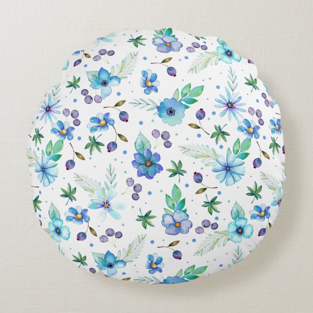 Coussins Ronds Rose bleue (Devant)