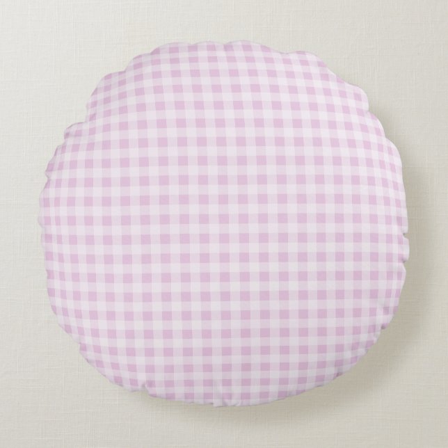 Coussins Ronds Rose Bonbon à Carreaux (Devant)