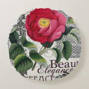 Coussins Ronds Rose Damask Joli Floral Antique
