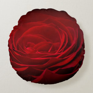 Coussins Ronds Rose De Sang Rouge Profond Sur Noir