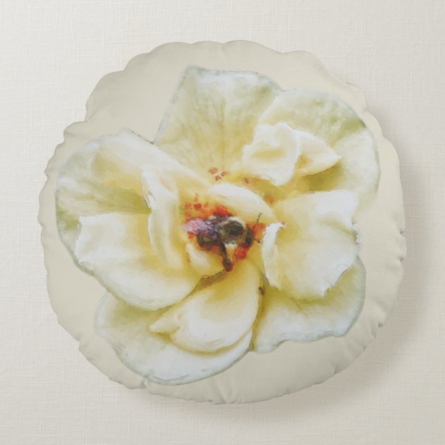 Coussins Ronds Rose et abeille (Devant)