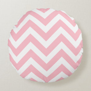 Coussins Ronds Rose et blanc Grandes tailles Chevron Grandes band