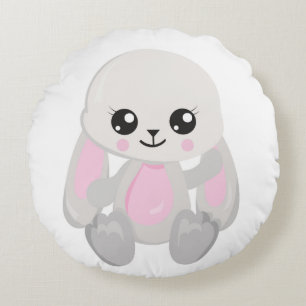 COUSSINS RONDS ROSE ET BLANC PLUSH BUNNIES