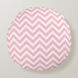 Coussins Ronds Rose et blanc Taille moyenne Chevron Stripes