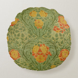 Coussins Ronds Rose et feuille florale d'art vintage Mackmurdo