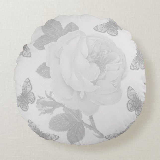Coussins Ronds Rose et papillons (Devant)
