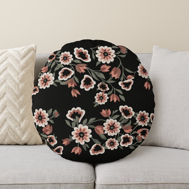 Coussins Ronds Rose et vert doux d'inspiration baroque (Créateur téléchargé)