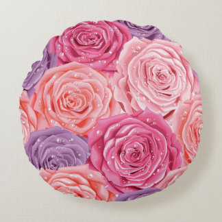 Coussins Ronds Rose Galore : Beau Motif sans couture.